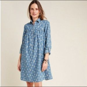 Pilcro Rochelle Floral Long Sleeve Denim Mini Shirtdress